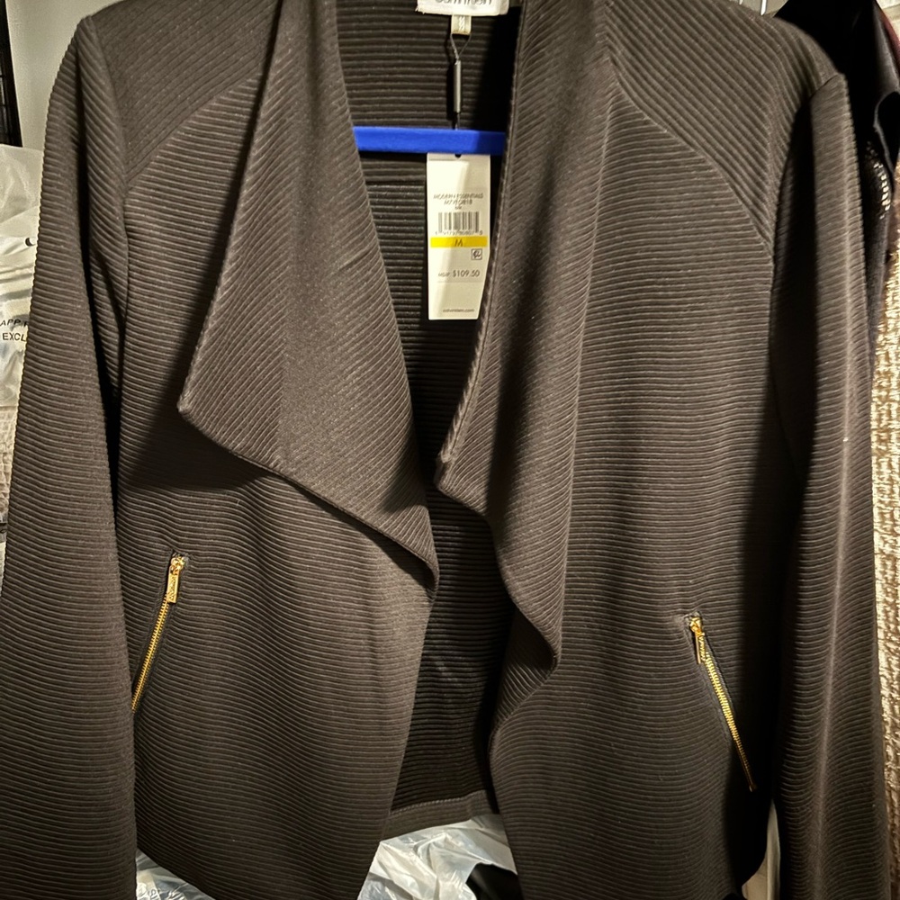 Calvin Klein Charcoal Jacket with Gold Accents